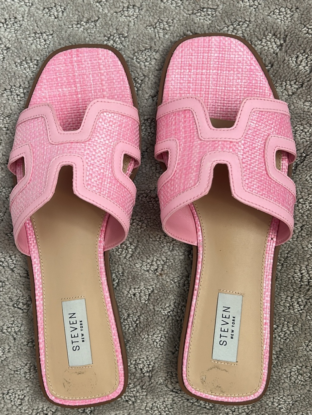 Steven New York Pink Weave Slide Sandals